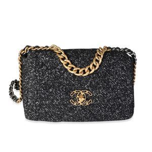 Chanel Black & Charcoal Boucle Medium Chanel 19 Flap Bag